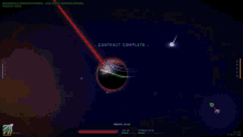 a screenshot of a video game with a red ball in the middle and the words delete space at the bottom