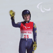 waving team sweden ebba aarsjoe alpine skiing beijing2022winter paralympics