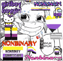 a picture of a girl with the words girl boy boygirl nonbinary