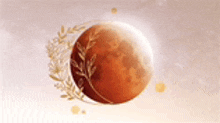 a painting of a full moon with a wreath around it .