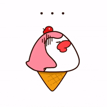 bird ice cream.come three dots thinking
