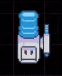 a pixel art drawing of a water dispenser with a bottle of water .