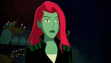 a cartoon character with red hair and green leaves is asking " just happened "