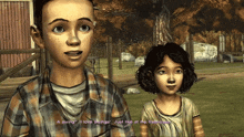 a boy and a girl are playing a video game and the boy says a swing i love swings