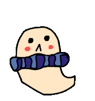 a cartoon drawing of a worm with a scarf around its neck