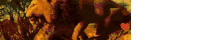 a close up of a lion with a red heart in the corner
