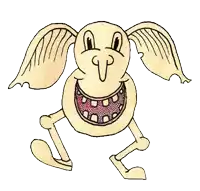 a cartoon drawing of a monster with wings and a large mouth