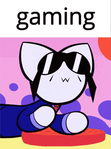 a picture of a cat wearing sunglasses with the word gaming underneath it