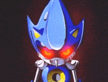 a close up of a sonic the hedgehog with red eyes