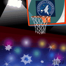 a basketball hoop with a minnesota timberwolves logo