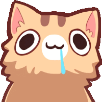 a cartoon cat with a blue tear coming out of its nose