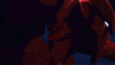 a red and blue lightning strike in a pixel art style
