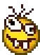 a pixel art of a smiley face with a crown on it .