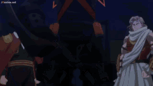 katsuki bakugo from my hero academia is holding a sword in his hand in a dark room .