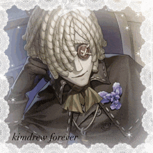 a drawing of a man with the name kimdrew forever