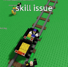 a lego roller coaster with the words skill issue on the bottom