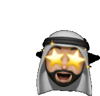 a cartoon character with stars in his eyes and a beard
