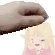 a hand is holding a girl 's head in a pixel art .