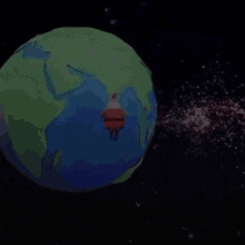 a blurry picture of a santa claus with the word vspool on the bottom left