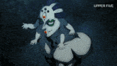 a cartoon drawing of a monster with upper five written on the bottom