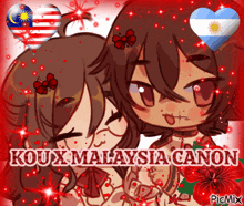 a picture of two girls with the words koux malaysia canon written below them