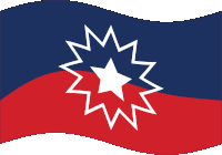 a blue red and white flag with a white star in the middle