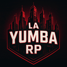 a logo that says la yumba rp with a city in the background