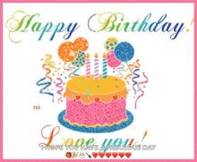 a birthday card with a cake and balloons that says happy birthday i love you hope you have a fabulous day