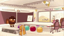 a cartoon scene with a sign that says " possible takes a "