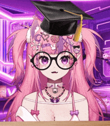 a girl wearing glasses and a graduation cap