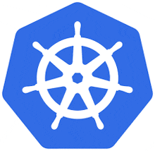 a blue hexagon with a white steering wheel in the middle