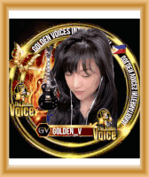 a picture of a woman with headphones and the name golden v