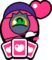 a cartoon character with a heart on his head and playing cards