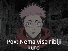 a picture of a person with the caption " pov nema vise riblji kurci " on it