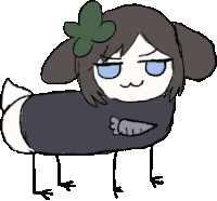 a drawing of a girl that looks like a dog with a flower in her hair