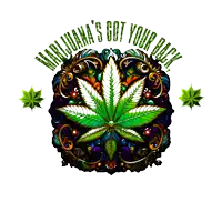 a marijuana logo that says marijuana 's got your back keeps you chill when life 's off track