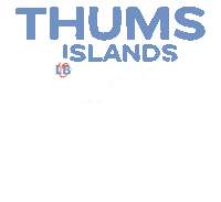 a white background with the words thums islands in blue
