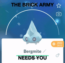 Brick Army Bergmite GIF - Brick Army Bergmite Bergmite Needs You GIFs