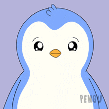 a blue and white penguin with monday written on it