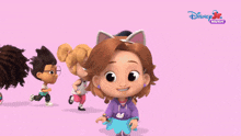 a disney jr. music advertisement with a girl wearing cat ears