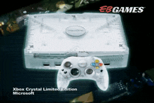 an xbox crystal limited edition microsoft video game console