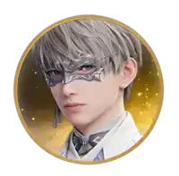 a man wearing a mask and a bow tie is in a gold circle