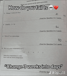 a piece of paper that says how do you fail ts