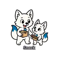 a cartoon of a fox holding a box and another fox holding a hot dog