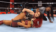 two women are wrestling in a wrestling ring with a sign that says liz