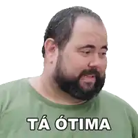 a man with a beard is wearing a green shirt that says ta optima on it