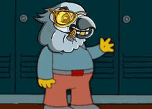 a cartoon character with a parrot 's head and sunglasses on
