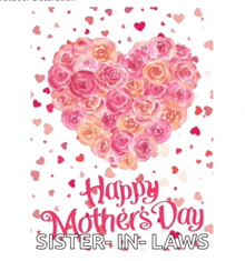 a mother 's day greeting card with a heart made of pink roses