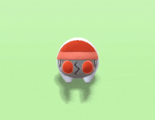 a cartoon character with a red hat and orange wings