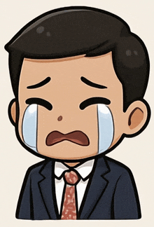 a cartoon of a man in a suit and tie is crying